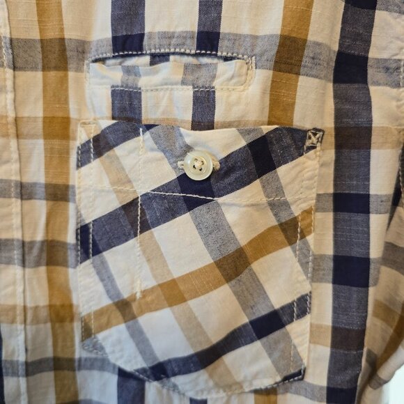 GRAMICCI ORIGINAL FREEDOM BUTTON SHIRT PLAID DIP DYED BOTTOM MENS LARGE - Picture 3 of 13